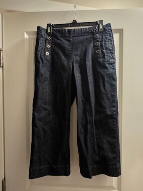 Heritage Navy Wide Crop Trousers